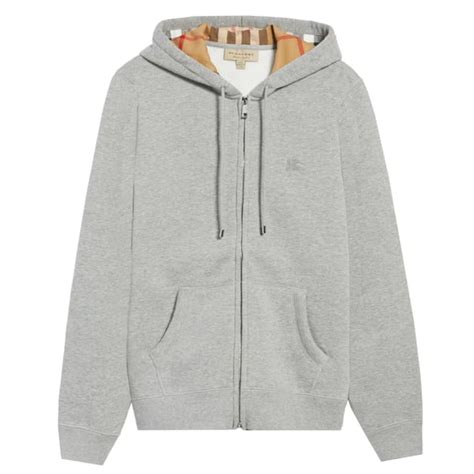 Burberry Clarendon Check Hood Zip Up Hoodie Gray 